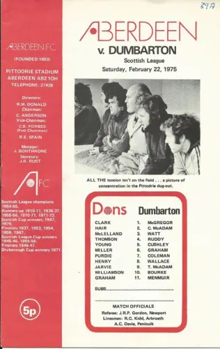 Programme: Aberdeen, 22 Feb 1975