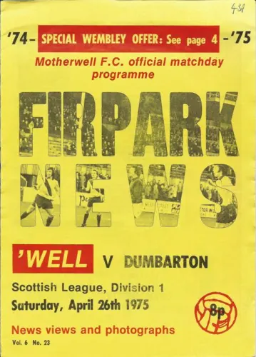 Programme: Motherwell, 26 Apr 1975