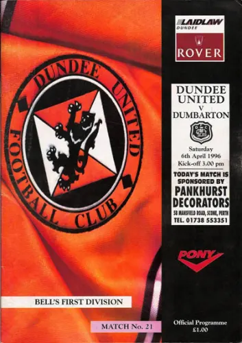 Programme: Dundee United, 6 Apr 1996