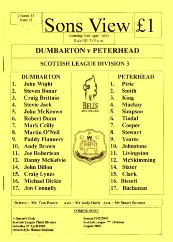 Programme: Peterhead, 20 Apr 2002