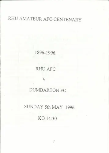 Programme: Rhu, 5 May 1996
